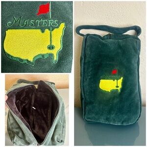 VTG THE MASTERS Augusta National Fur-Lined Zip Golf Shoe Bag Green Suede Ex Cond